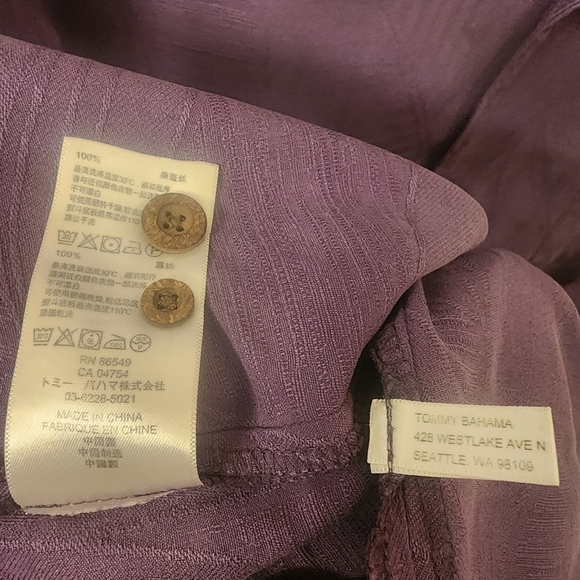 Tommy Bahama Floral Hawaiian 100% Silk Plum Purple Shirt Mens XLX - Picture 6 of 10